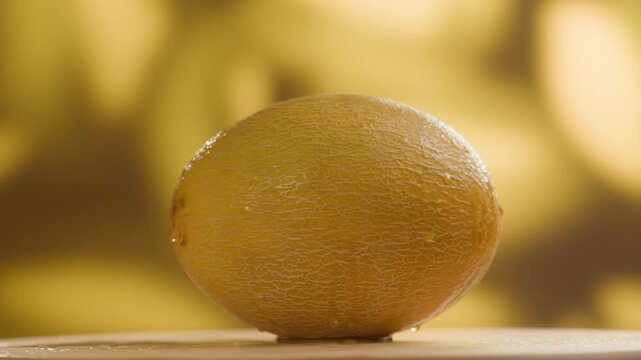 Melon close up, man cutting Watercolor of a whole melon and slice, summer juicy fruit