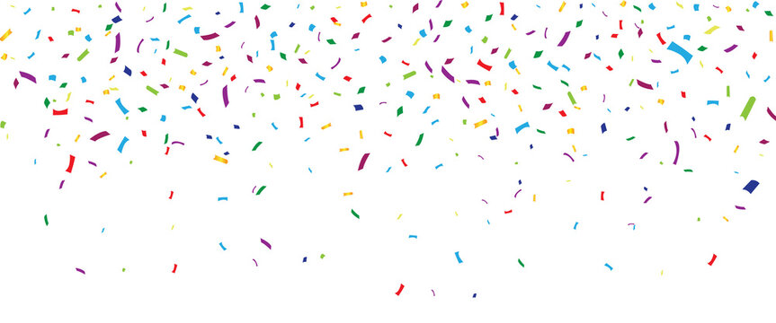 Colorful festive falling confetti rainbow for birthday party celebration carnival fun vibrant bright abstract