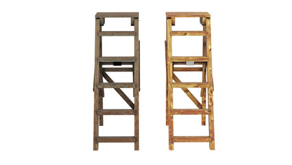 3d rendering of wooden ladders in different colors standing upright © santiago