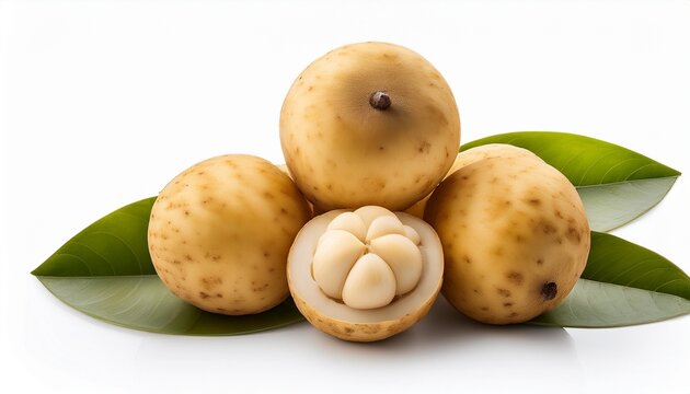 Longkong Fruit Lansium Parasiticum Isolated On A White Background