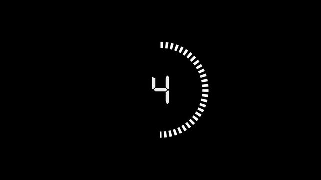 Minimalist digital countdown clock animation from nine to zero featuring white glowing segments on black background for movie openings.