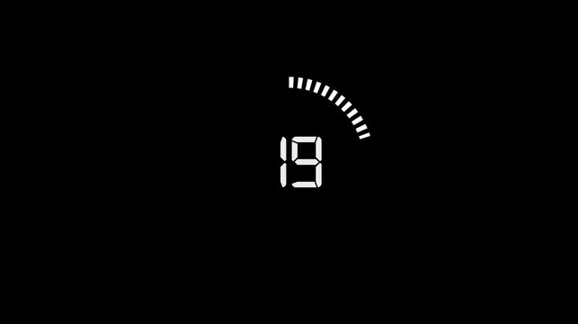 A 25 second digital timer with a sleek, minimalist design counting down against a stark black background, ideal for sports apps.