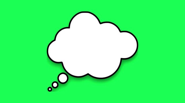Blank white thought bubble on a vibrant green background