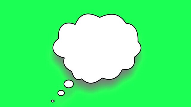 Blank white thought bubble on a bright green background