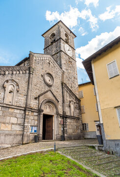 View of the Romanesque Church of San Vittore in the locality of Canonica, Brezzo di Bedero, province of Varese, Lombardy, Italy