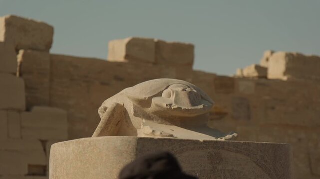 Large granite sacred scarab statue of Khepri in Karnak Temple in Luxor, Egypt