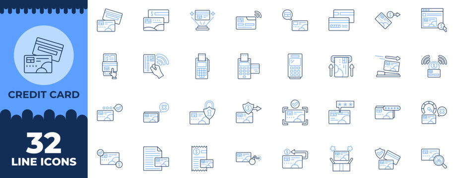 Credit Card Line Icon, Editable Icons set, Vector illustration