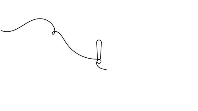 Exclamation mark in speech bubble icon sign continuous one line drawing moving on white background minimalist single art caution alert advertisement and warning announcement messaging symbol animation