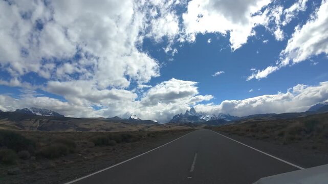 Driving Toward Mount Fitz Roy Near El Chalt&eacute;n In Patagonia Argentina