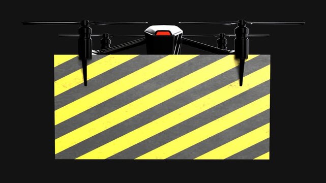 Drone holding plank caution stripped sign Seamless loop Black Friday 