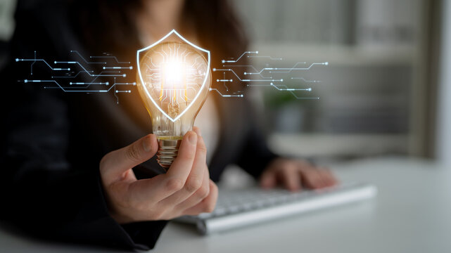 AI-powered cybersecurity. Intelligent system acts as a digital shield cyber security, providing security network protection and data security against online cyber threats and viruses. Fermion
