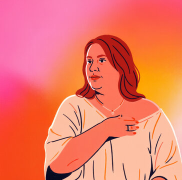 portrait: plus-sized woman posing