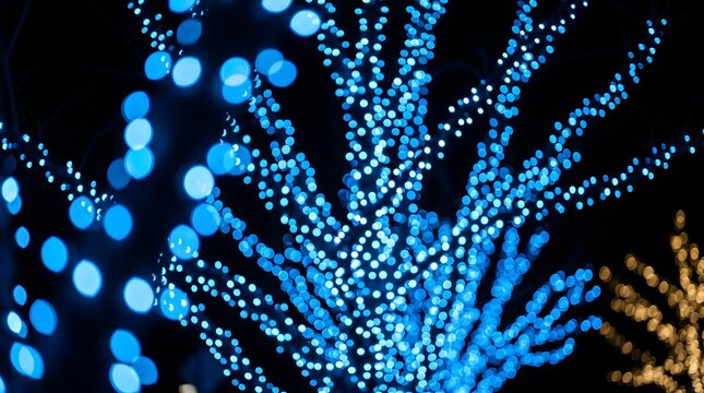 Glowing blue abstract light orbs vector illustration