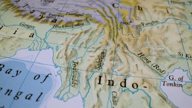 macro journey from indochina to tibet across the himalayas on a physical map