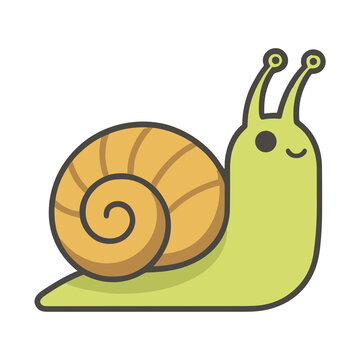 Cute cartoon snail with shell