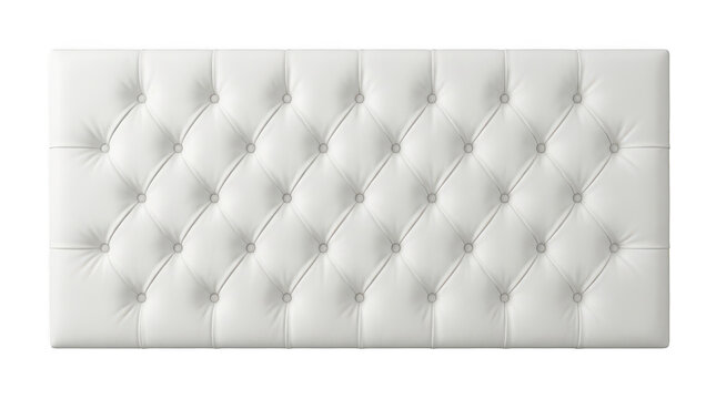White tufted leather headboard isolated on transparent background