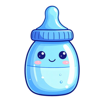 Kawaii blue Baby Bottle PNG