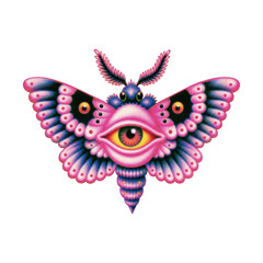 Plakat Colorful moth with an eye design, PNG with transparent background.