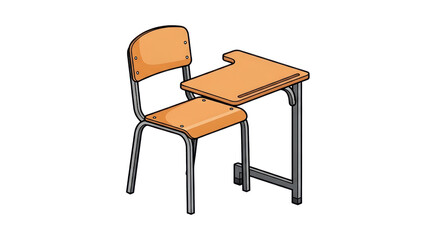 Fototapeta premium Wooden school desk with attached chair furniture