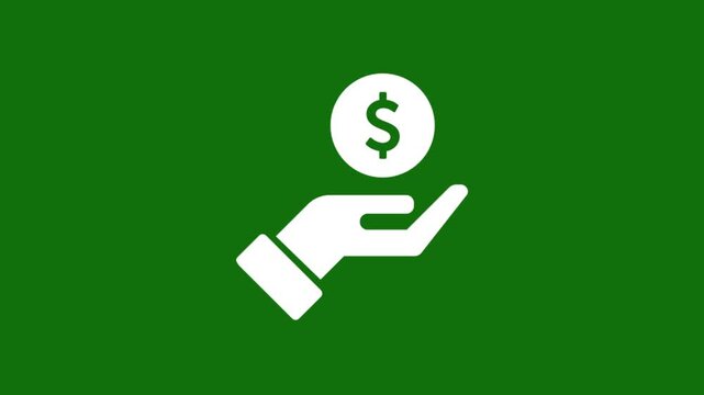 Hand holding floating dollar coin symbol in minimalist digital motion footage