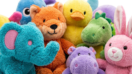 Custom vertical slats with your photo Colorful group of plush animal toys featuring bear, elephant, and dinosaur