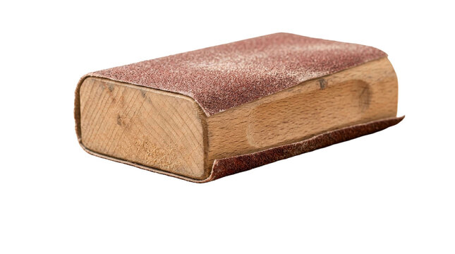 Sanding block with sandpaper for woodworking and crafts projects