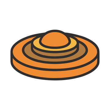 Layered circular object with dome
