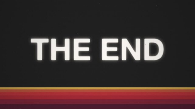 The End Retro Film Title Card with CRT Scanlines and Analog Texture