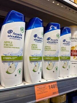 02.08.2026 Ukraine Kharkov Head and Shoulders Anti Dandruff Shampoo Bottles on Store Shelf