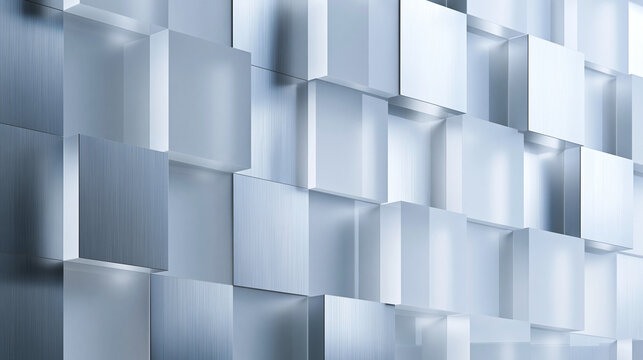 3D Abstract Geometric Metallic Cube Pattern Background