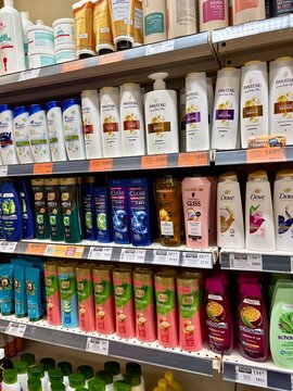02.08.2026 Ukraine Kharkov Hair Care Products and Shampoos on Supermarket Shelves