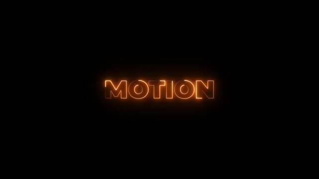 text animation title MOTION transparent background. motion word typography animation with glow effect.4k motion graphics video