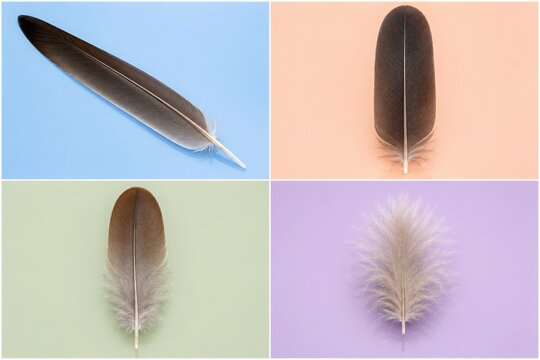 Bird Feather Types Including Flight, Tail, Contour, and Down