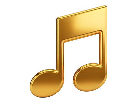Shiny golden eighth note music symbol isolated on transparent background