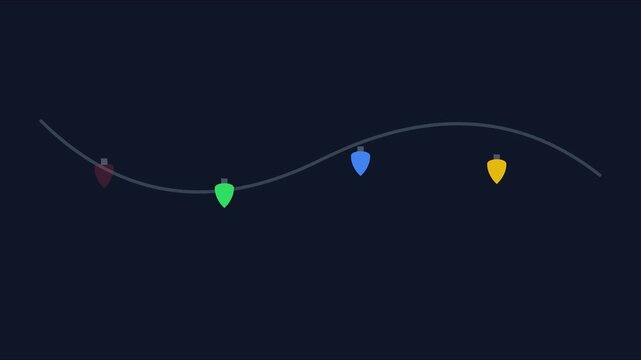 Colorful christmas string lights animation on dark 4k background, for holiday celebration, and festive motion