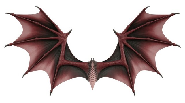 Red dragon wings isolated on white background.