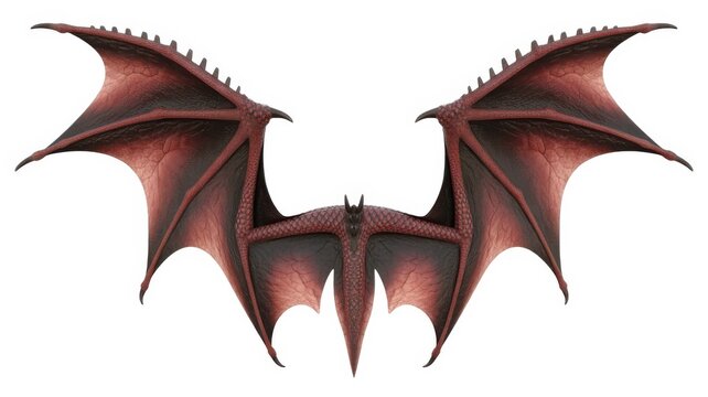 Spiked dragon wings isolated on white background.