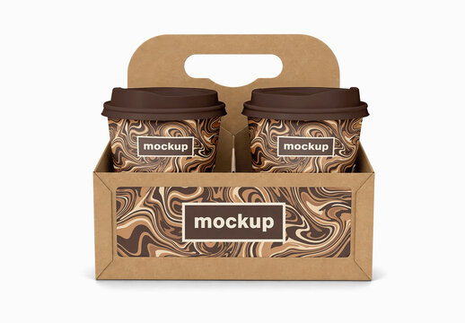 Coffee Cup Carrier Front Mockup