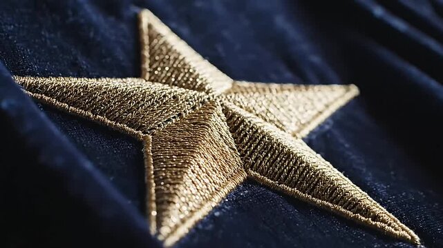 Gold embroidered star on a luxurious blue velvet fabric