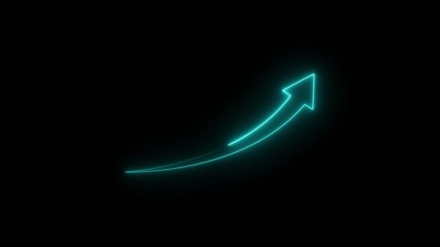 Neon up right arrow icon animation on black background. neon line icon. Motion Graphic concept. animation