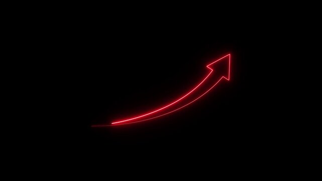 Neon up right arrow icon animation on black background. neon line icon. Motion Graphic concept. animation