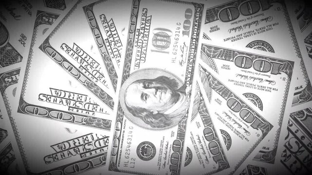 Banknotes are arranged in a circular formation to emphasize the circular flow of global capital.