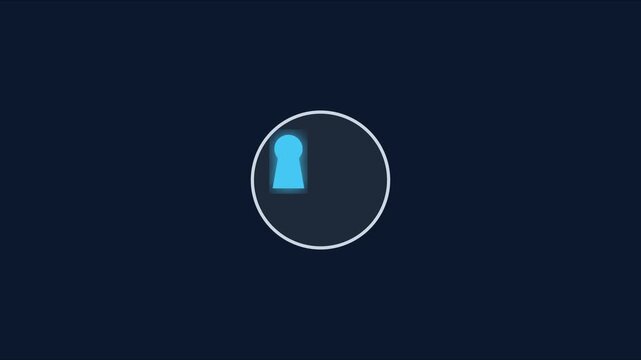 Minimalist keyhole animation with pulsing circular border for digital security and privacy concepts 4k