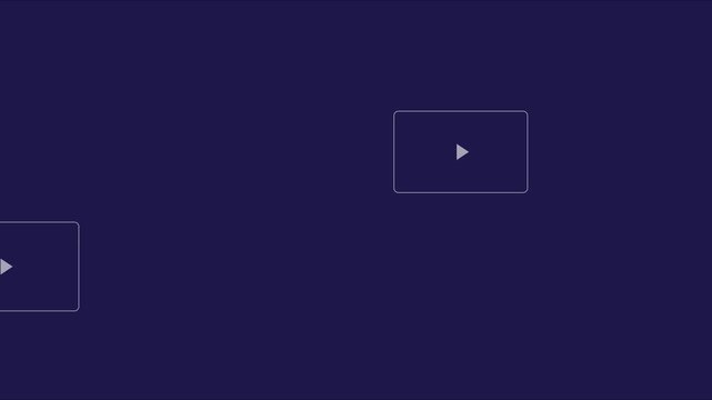 Minimalist play button moving on dark blue background, seamless motion loop for digital interface and web animation 4k