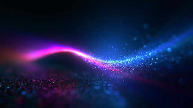 Abstract Futuristic Neon Light Wave with Glowing Particles Background
