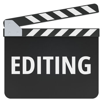 Editing concept with clapperboard for video production and post production. 3D rendering
