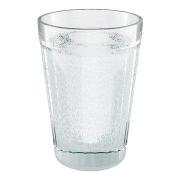 Glass of clear water with bubbles. 3D rendering