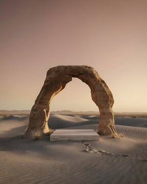 Stone archway in a desert landscape a natural rock formation scene