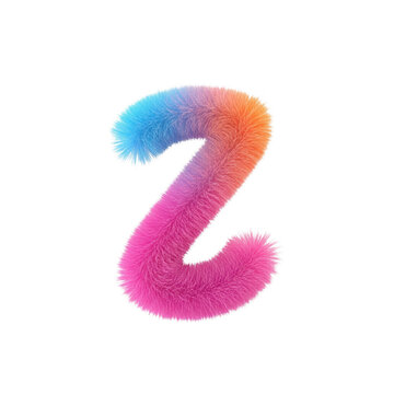 Fuzzy gradient letter z with soft fur texture