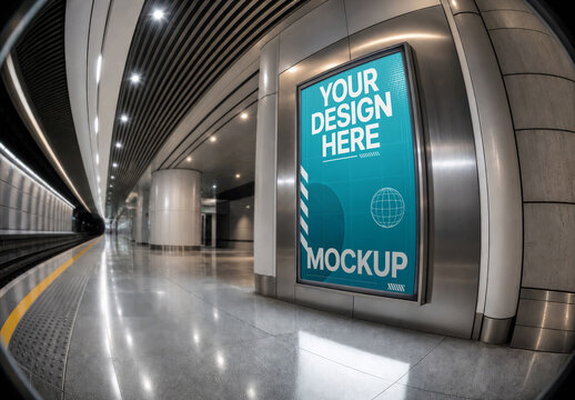 Poster Metro Platform Fisheye Mockup
